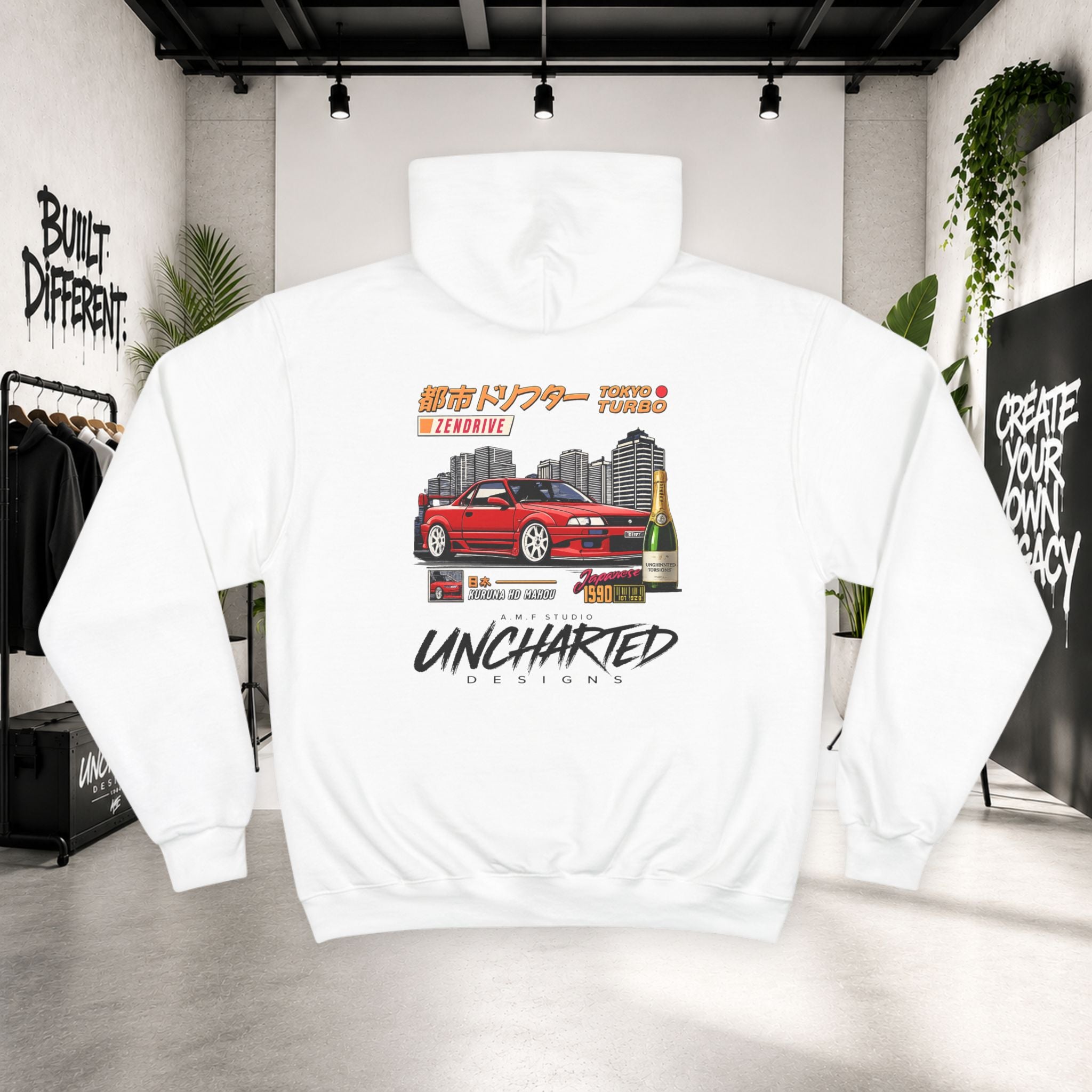 Champion x Uncharted Designs Tokyo Turbo Hoodie Retro JDM Streetwear