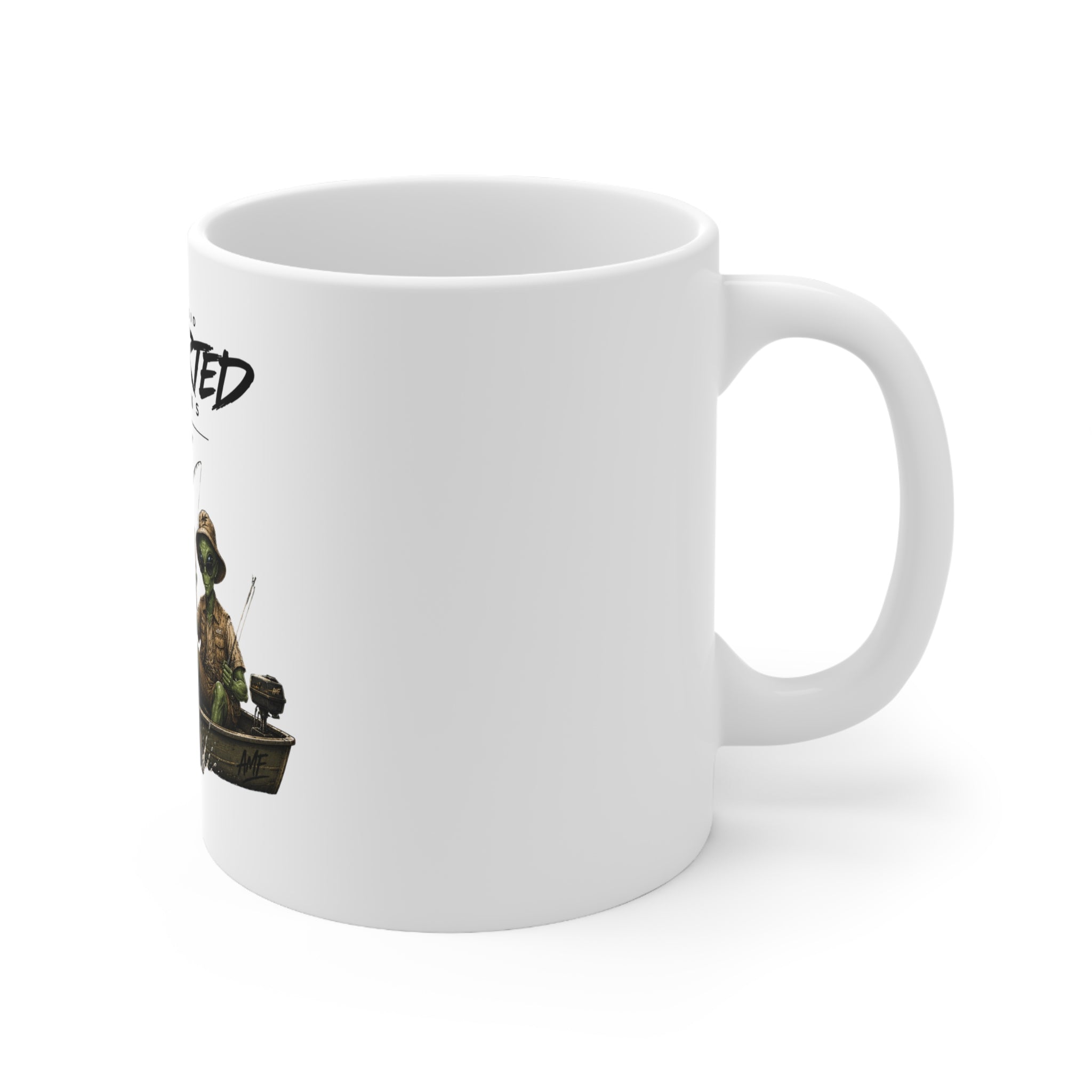 Bigfoot & Alien Fishing Ceramic Coffee Mug  11oz & 15oz | A.M.F Studio 1984