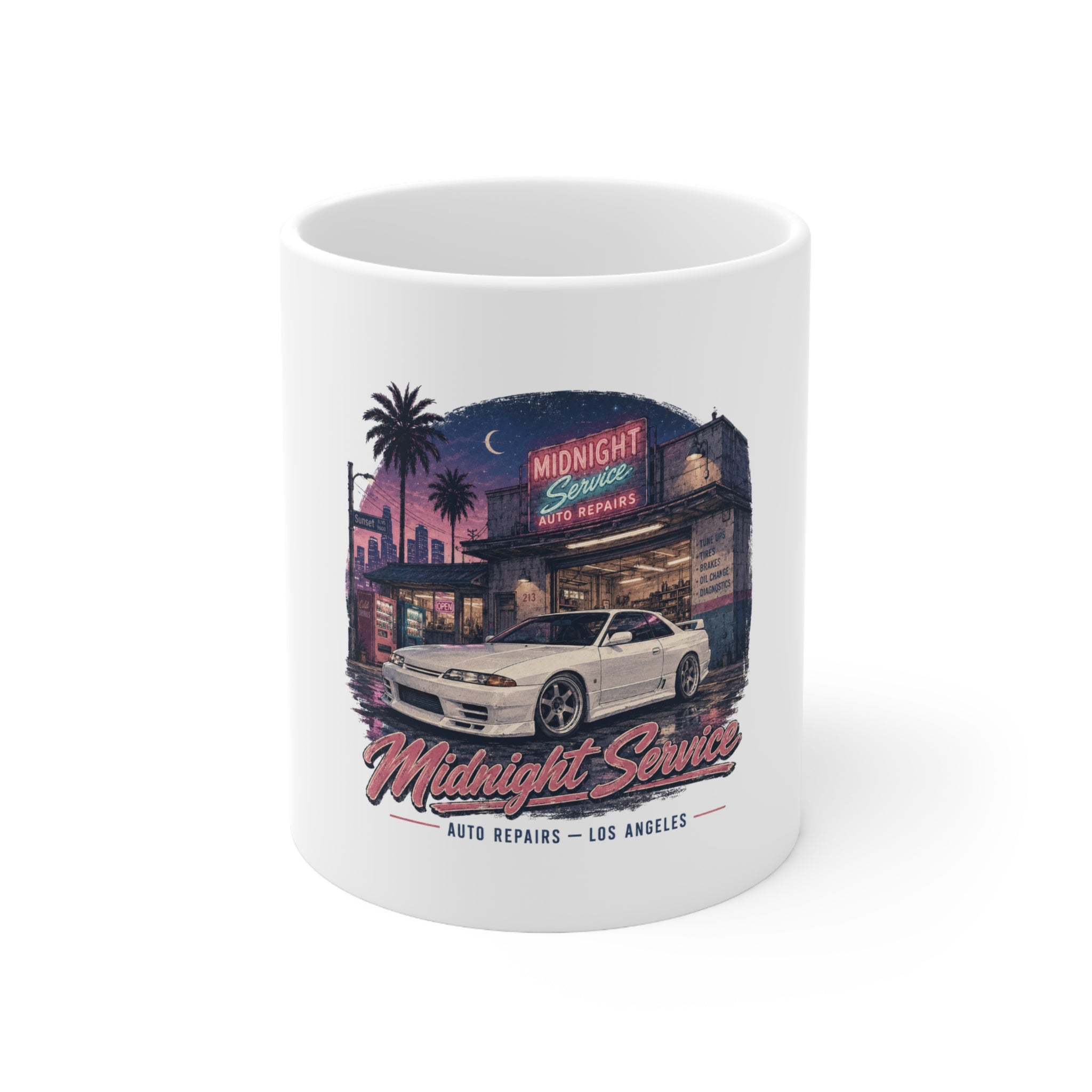 Midnight Service Japanese Performance Car Ceramic Coffee Mug – 11oz & 15oz | A.M.F Studio 1984