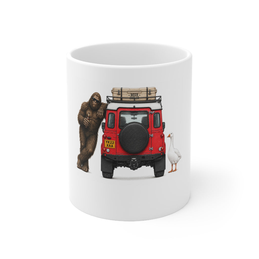 Bigfoot & Goose Red Classic 4x4 Ceramic Coffee Mug – 11oz & 15oz | A.M.F Studio 1984