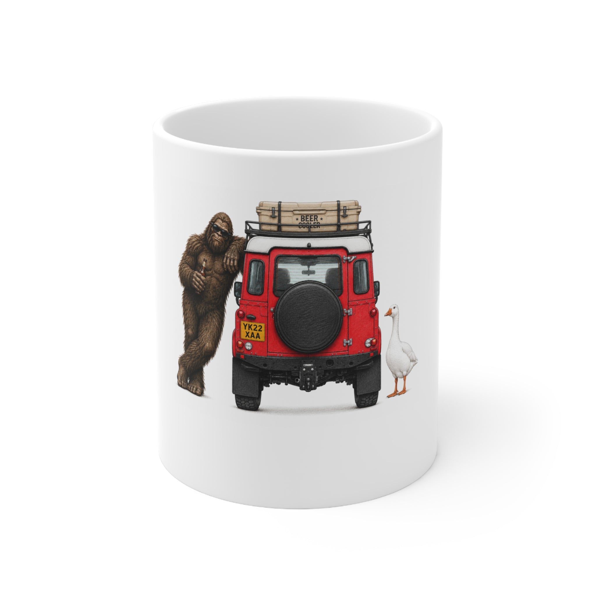 Bigfoot & Goose Red Classic 4x4 Ceramic Coffee Mug – 11oz & 15oz | A.M.F Studio 1984