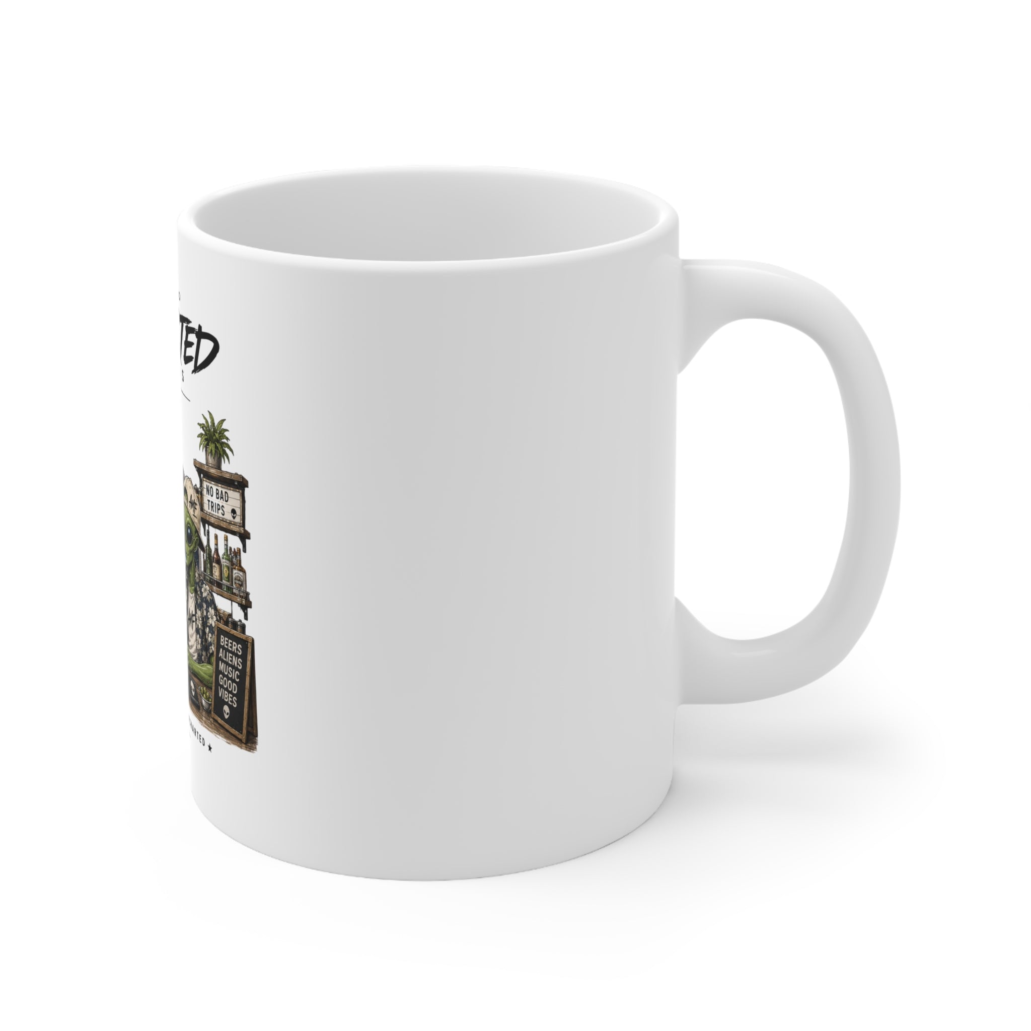 Bigfoot & Alien Space Bar Ceramic Coffee Mug – 11oz & 15oz | A.M.F Studio 1984
