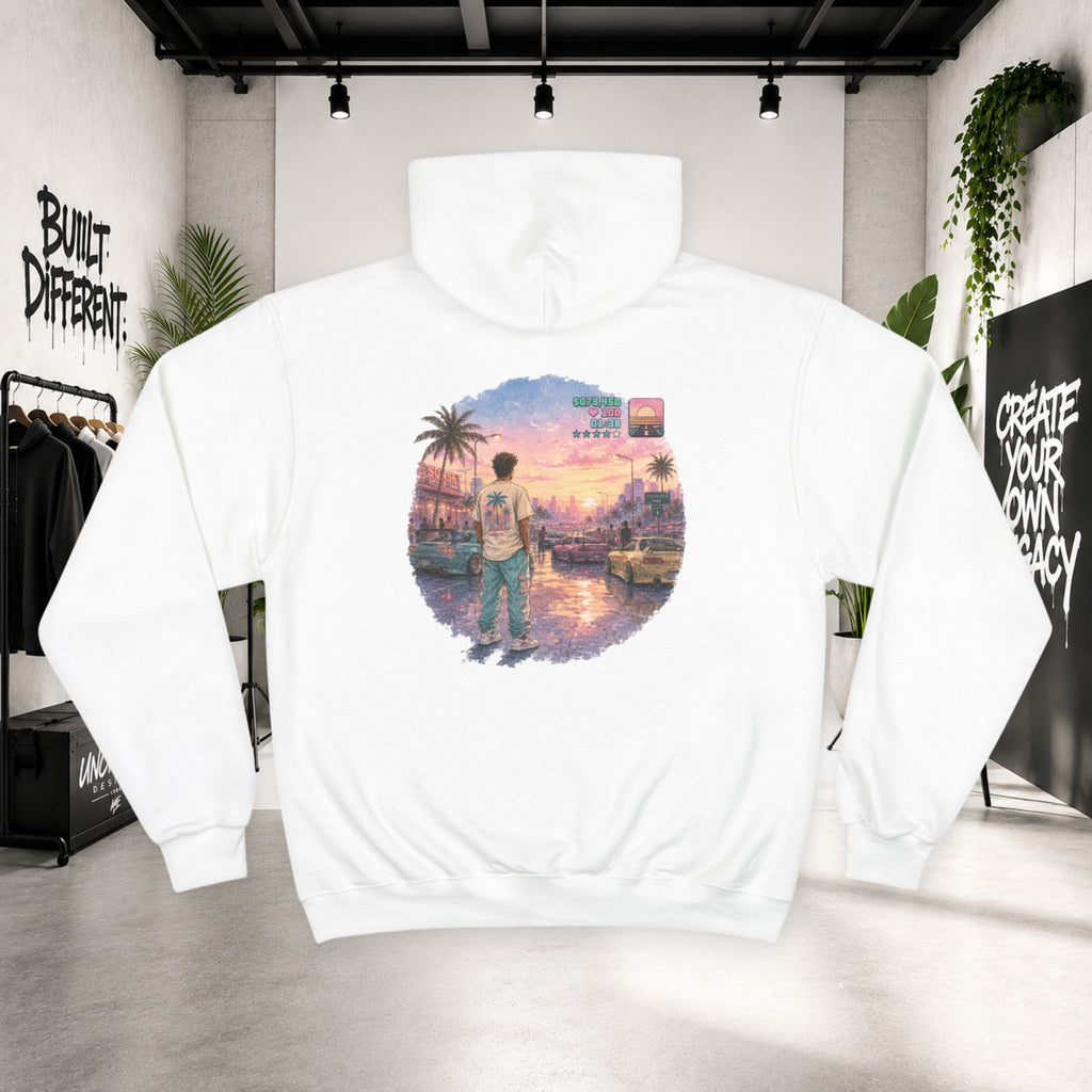 Champion x Uncharted Designs Sunset City Hoodie Retro 90s Streetwear