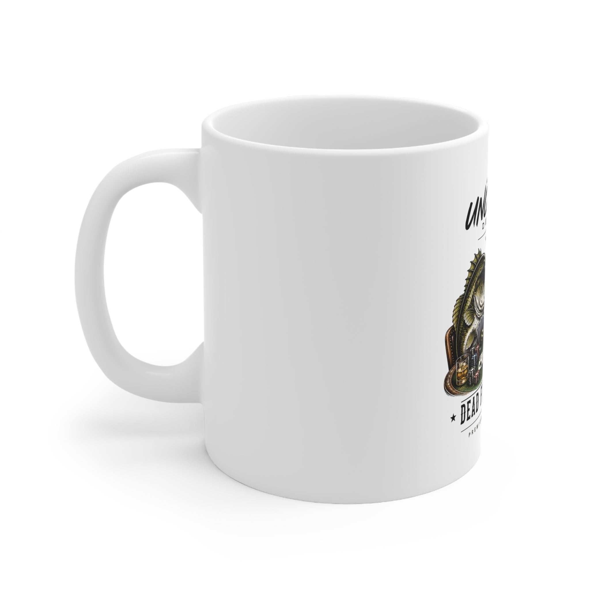 Bass & Trout Poker Ceramic Coffee Mug – Funny Fishing Gift – 11oz & 15oz | A.M.F Studio 1984