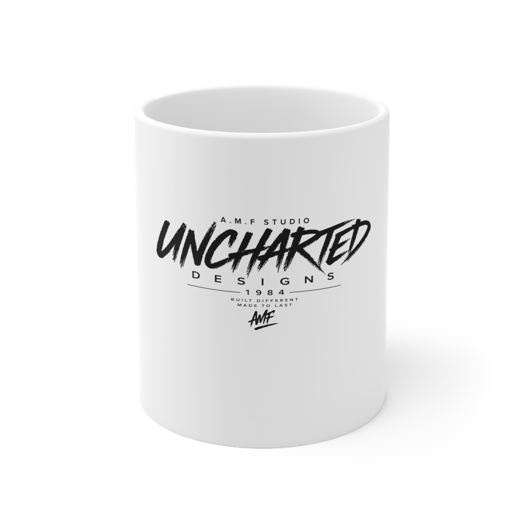 Uncharted Designs Logo Ceramic Coffee Mug – 11oz & 15oz | A.M.F Studio 1984