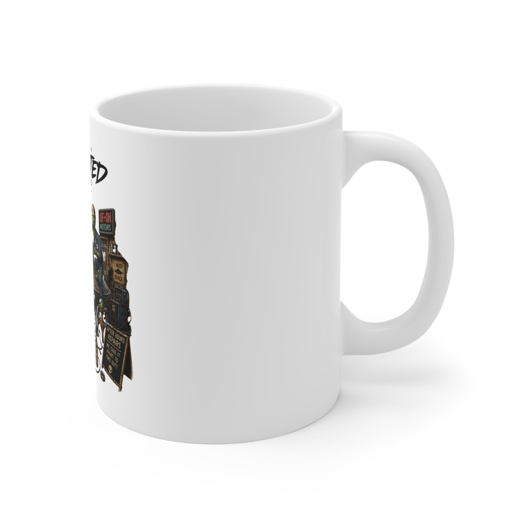 Bigfoot & Alien Fishing Ceramic Coffee Mug  11oz & 15oz | A.M.F Studio 1984