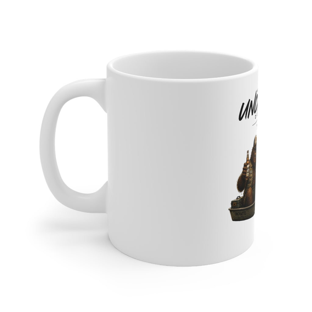 Bigfoot & Alien Fishing Ceramic Coffee Mug  11oz & 15oz | A.M.F Studio 1984