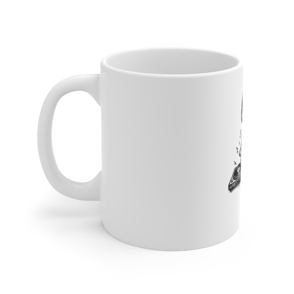 Alien DJ Ceramic Coffee Mug – Electronic Music & Rave Gift – 11oz & 15oz | A.M.F Studio 1984
