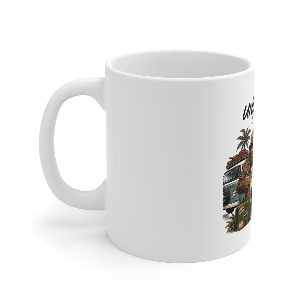 Bigfoot & Alien Vacation Ceramic Coffee Mug  11oz & 15oz | A.M.F Studio 1984