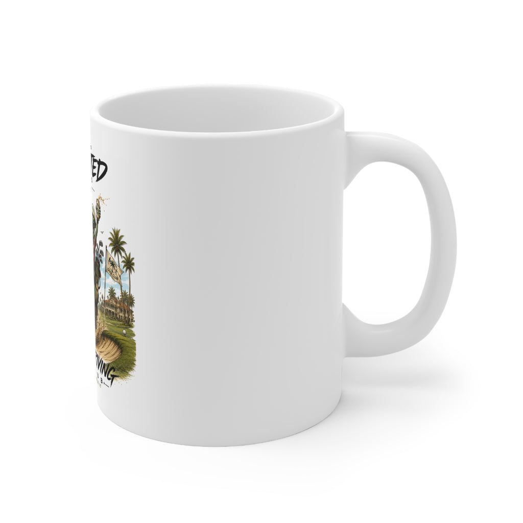 Alien & Raccoon Golf Cart Ceramic Coffee Mug 11oz & 15oz | A.M.F Studio 1984