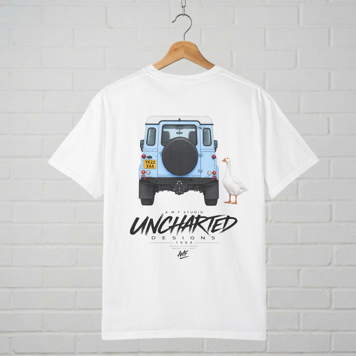 Blue 4x4 Goose Graphic T-Shirt | Adventure Back Print A.M.F Studio 1984