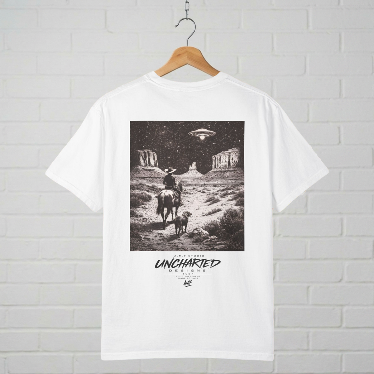 Cowboy UFO Western Graphic T-Shirt  A.M.F Studio 1984