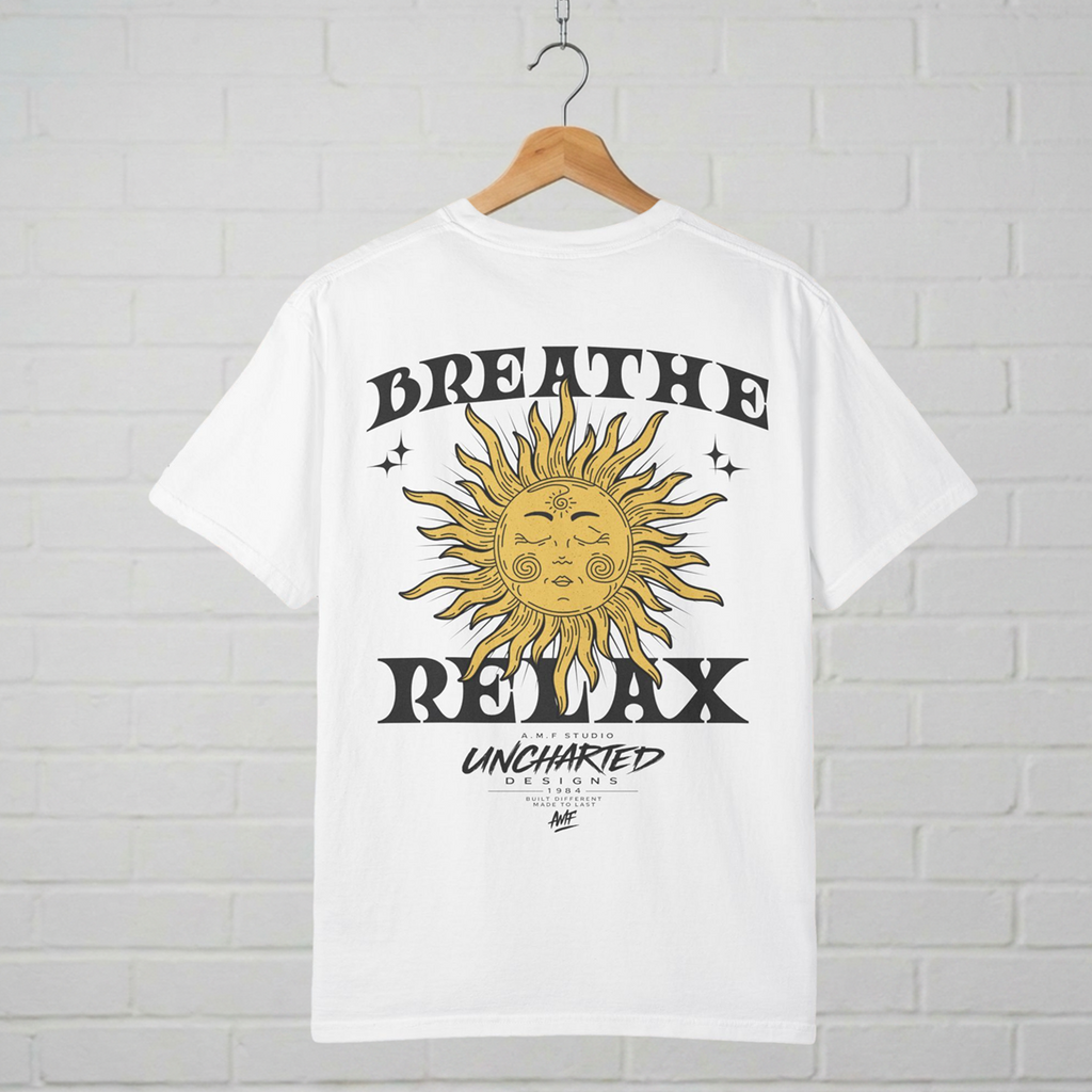 Breathe Relax T-Shirt | Retro Sun Graphic Streetwear