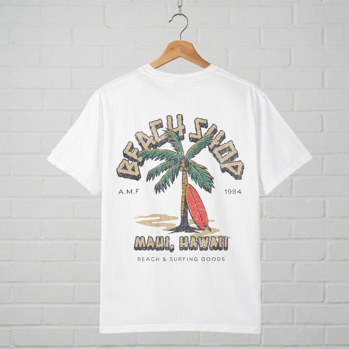 Beach Squad Maui Hawaii Surf Graphic T-Shirt A.M.F Studio 1984