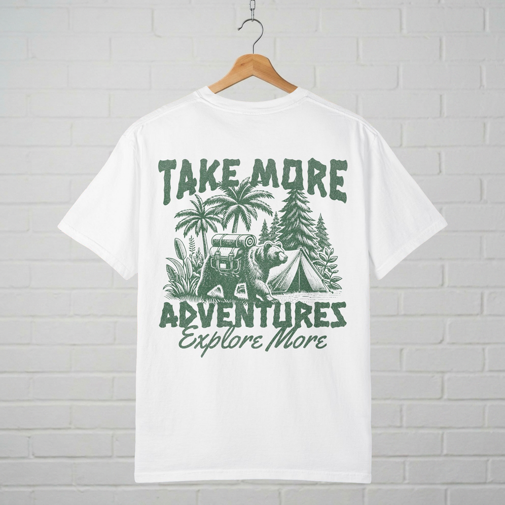 Take More Adventures Bear Camping T-Shirt  A.M.F Studio 1984