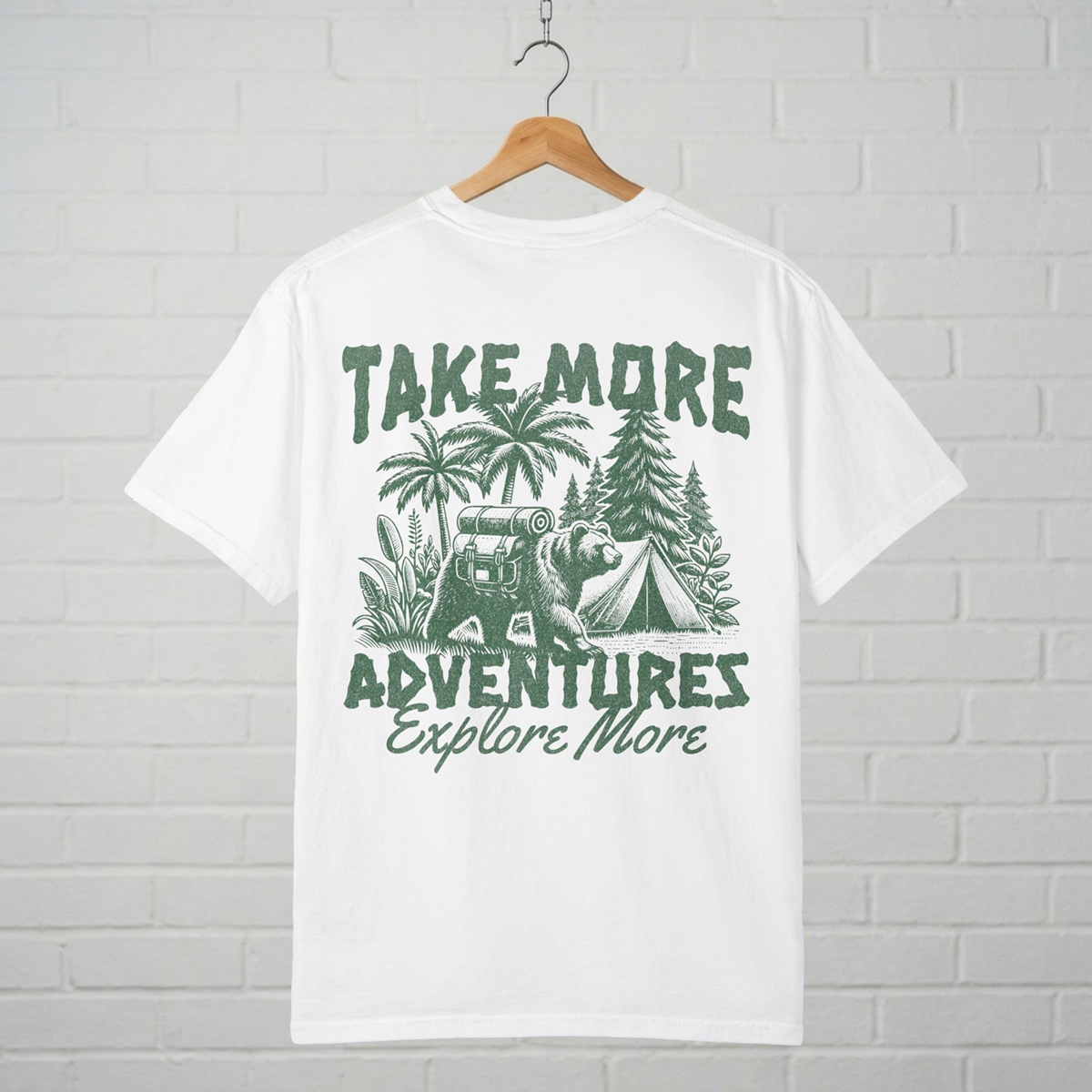 Take More Adventures Bear Camping T-Shirt  A.M.F Studio 1984