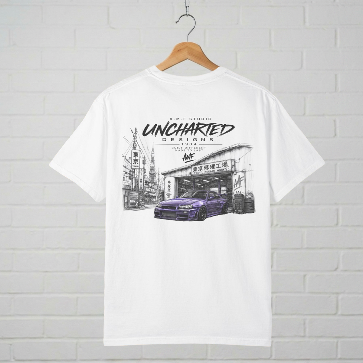Purple Skyline Tokyo Repair Works T-shirt A.M.F Studio 1984