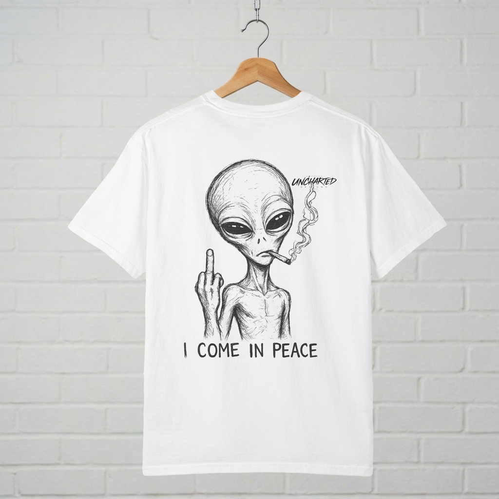 I Come in Peace Alien T-Shirt  A.M.F Studio 1984