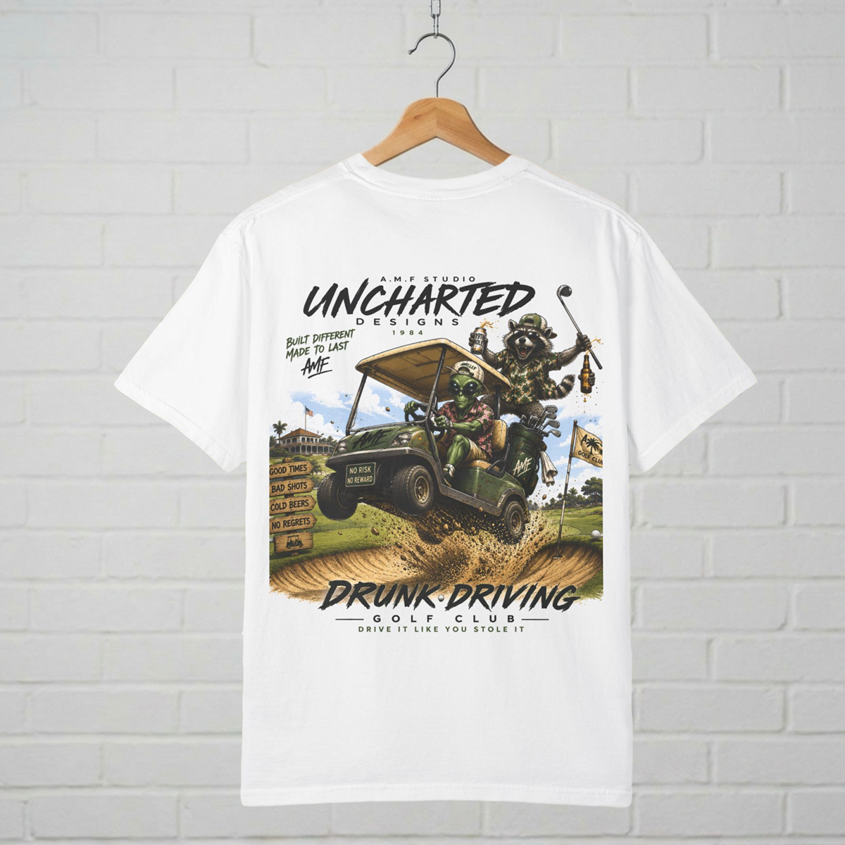 Alien & Raccoon Golf T-Shirt  A.M.F Studio 1984
