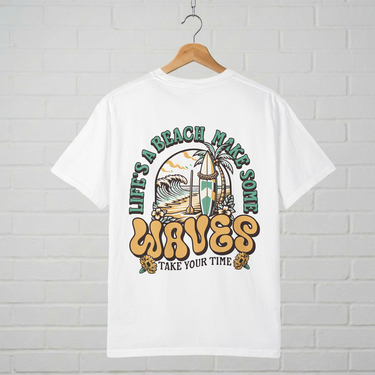 Life’s a Beach Make Some Waves T-Shirt  A.M.F Studio 1984