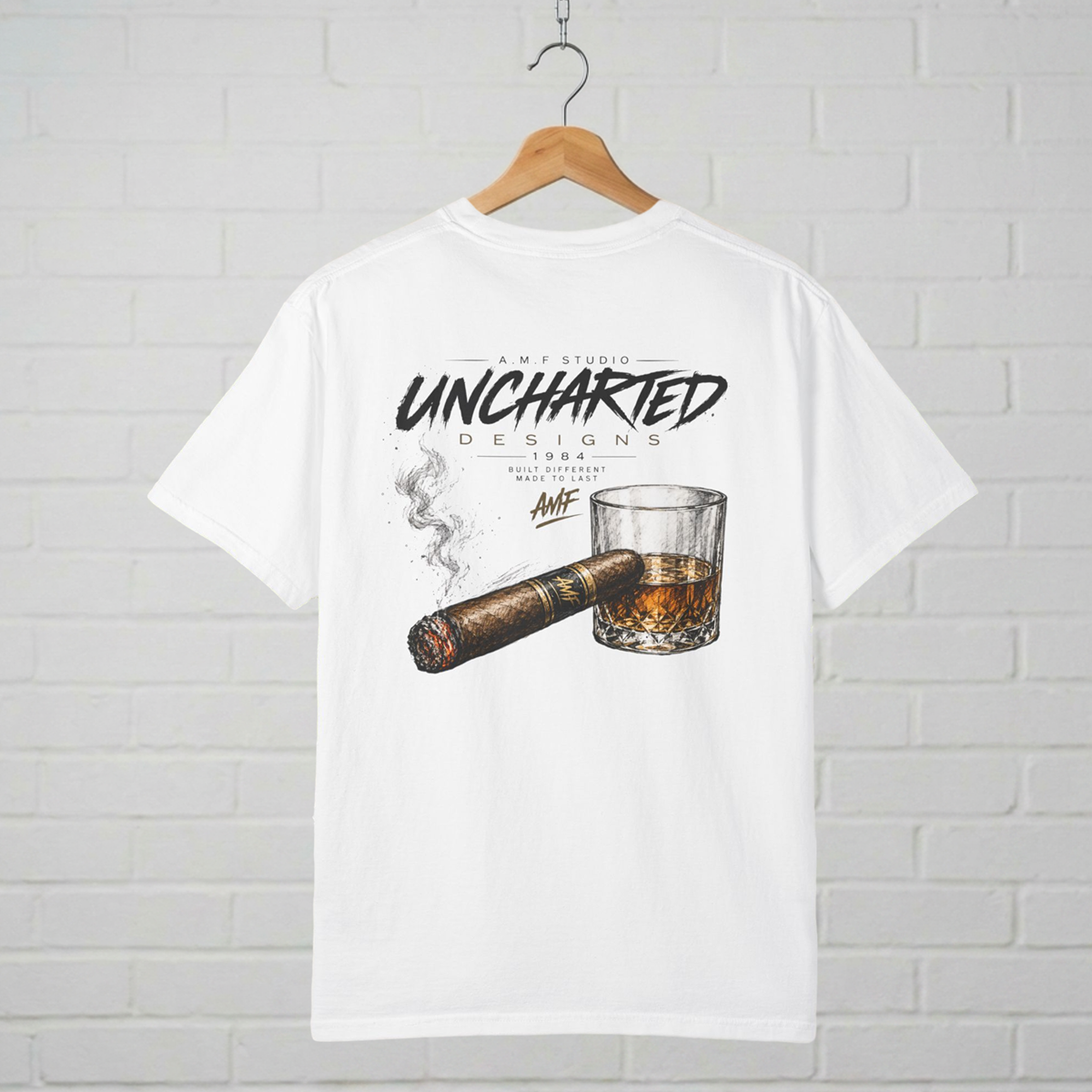 Cigar & Whiskey T-Shirt  A.M.F Studio 1984 Uncharted Designs