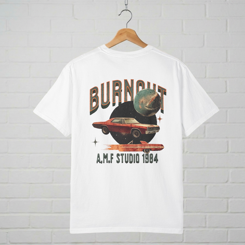 Burnout Retro Muscle Car T-Shirt  A.M.F Studio 1984
