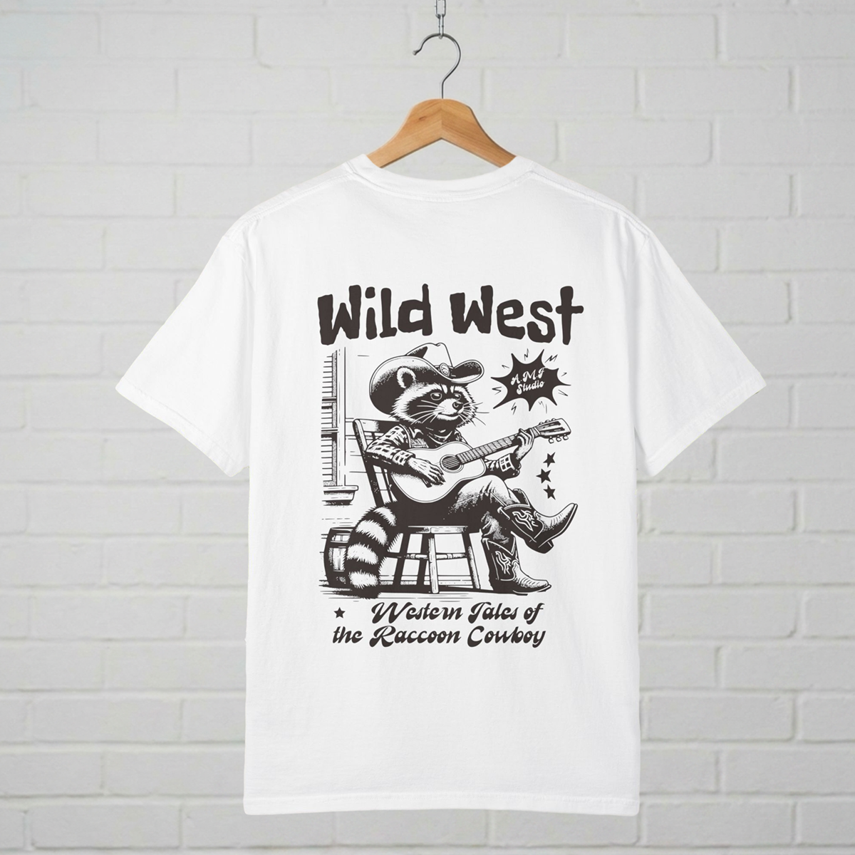 Wild West Raccoon Cowboy T-Shirt A.M.F Studio 1984