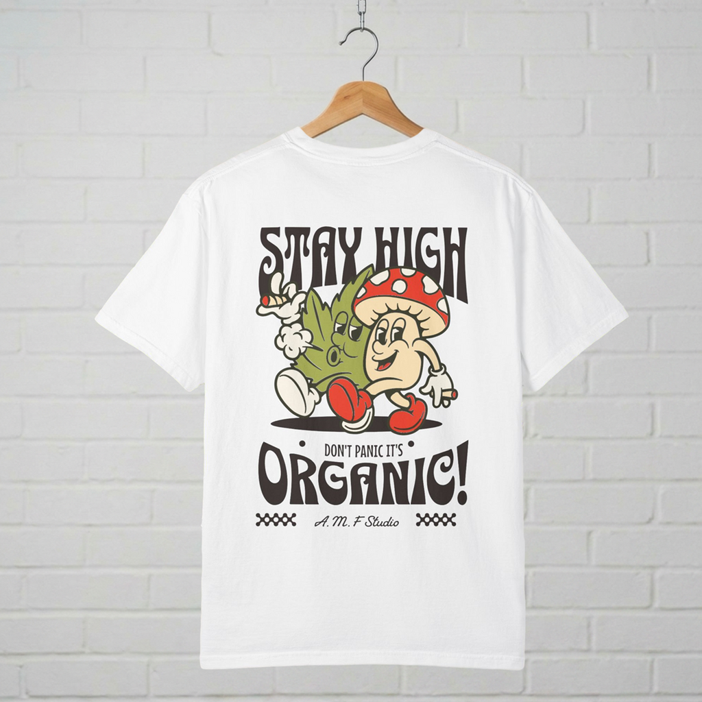 Funny Mushroom Shirt, Stay High Organic Tee