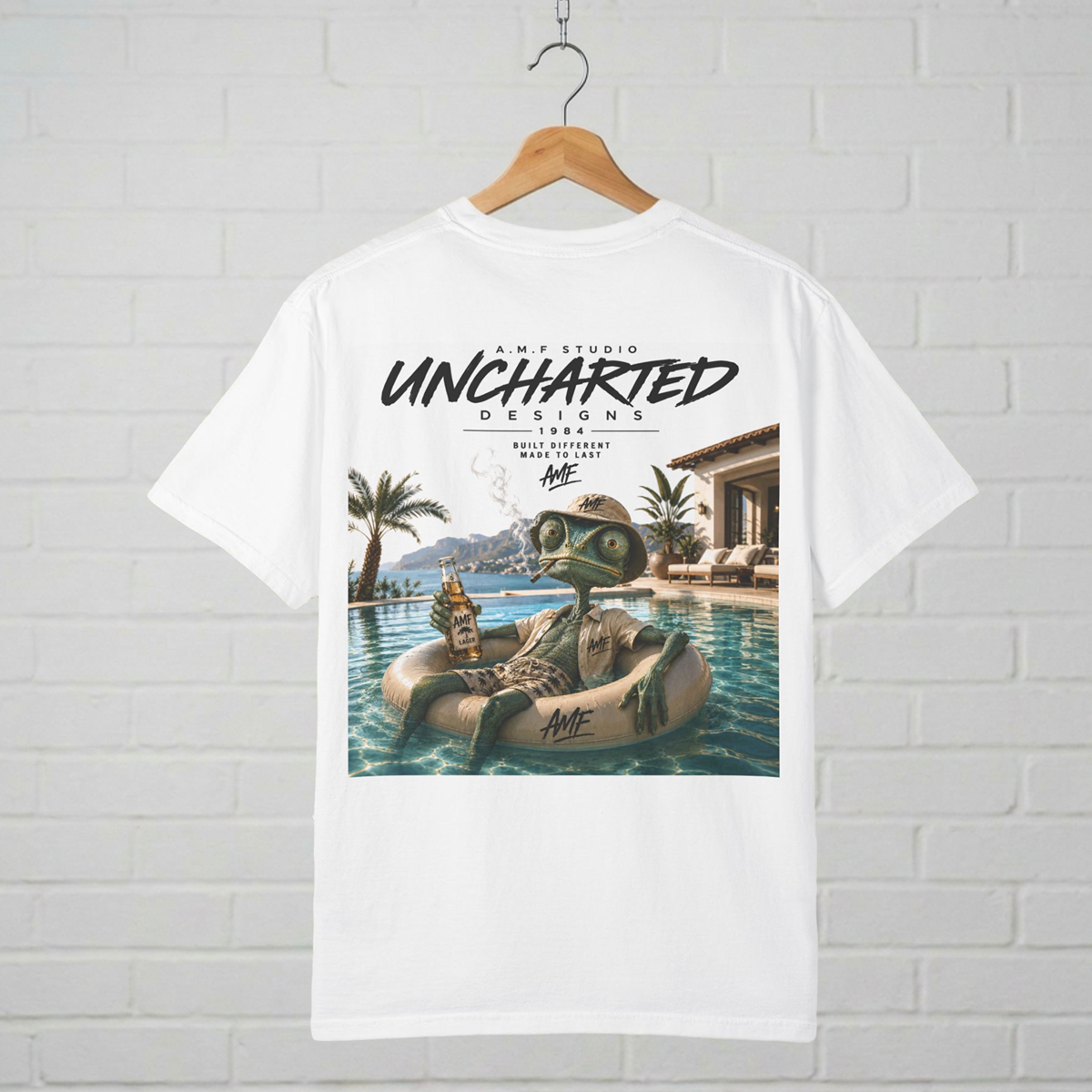 Poolside Chameleon T-Shirt  A.M.F Studio 1984