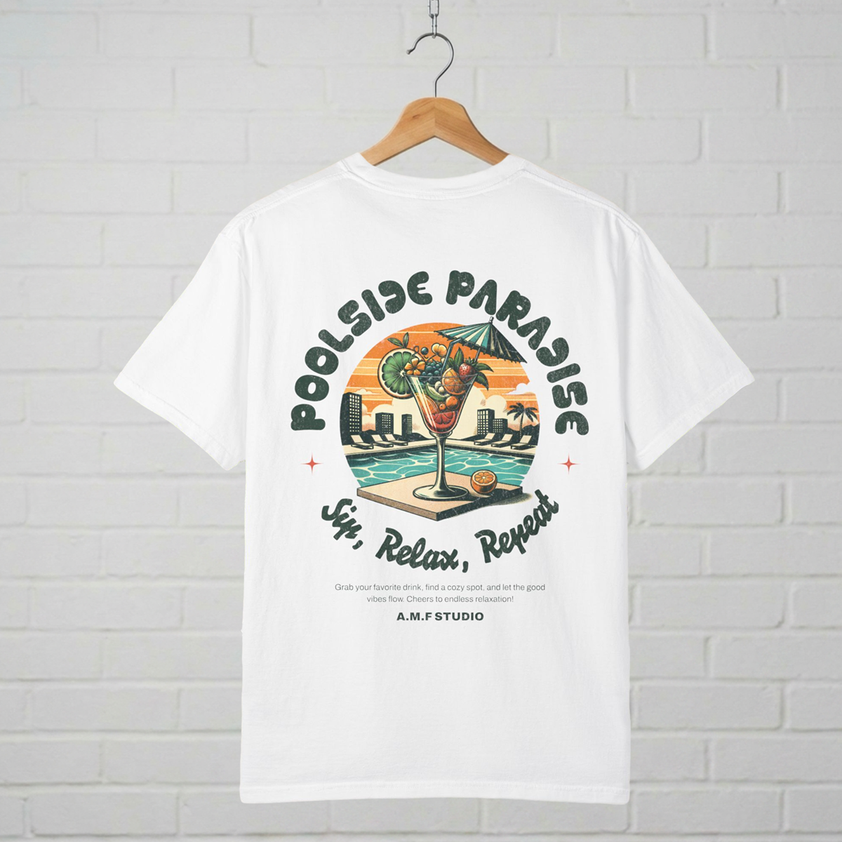 Poolside Paradise T-Shirt  A.M.F Studio 1984 Uncharted Designs