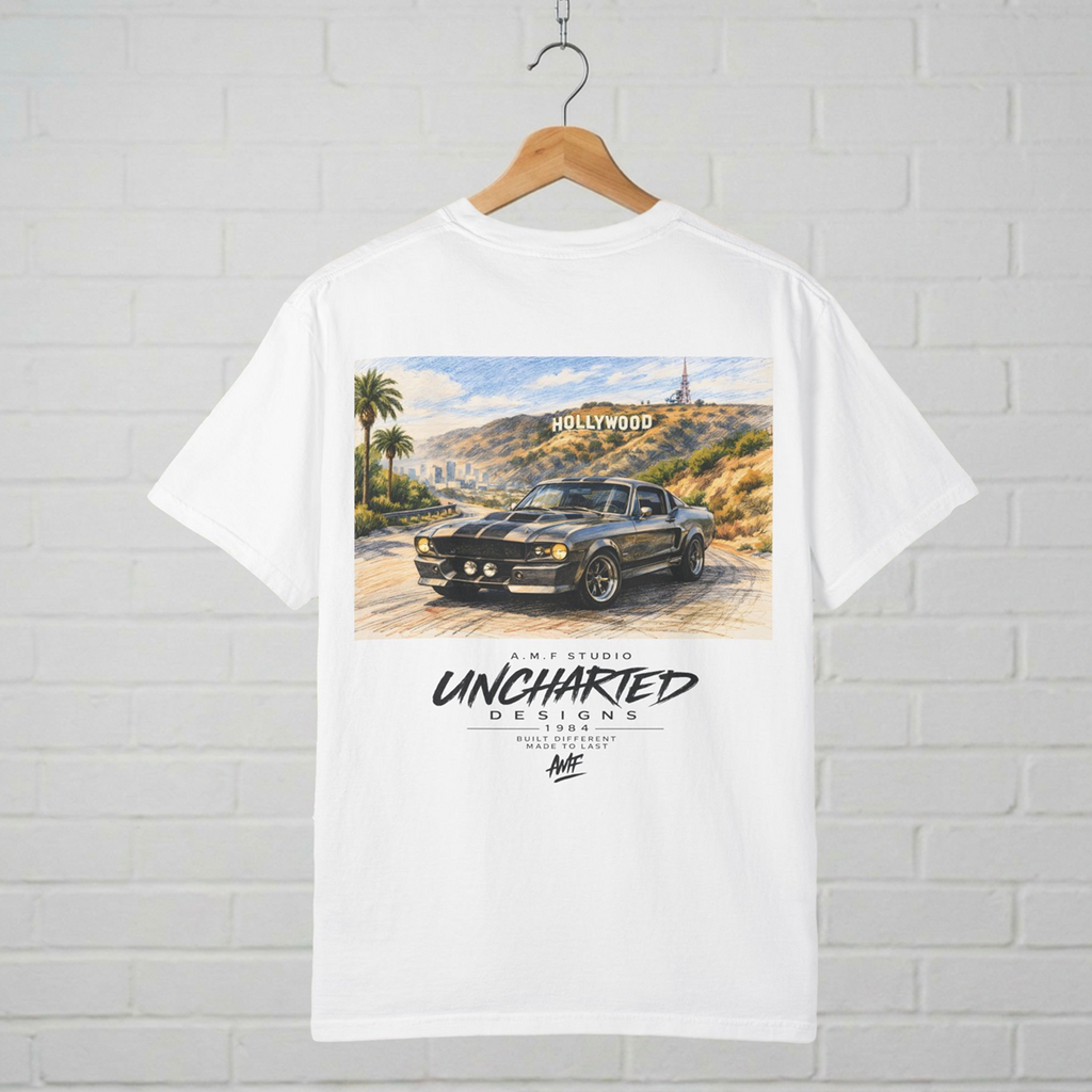 Hollywood Classic Muscle Car T-Shirt  A.M.F Studio 1984 Uncharted Designs