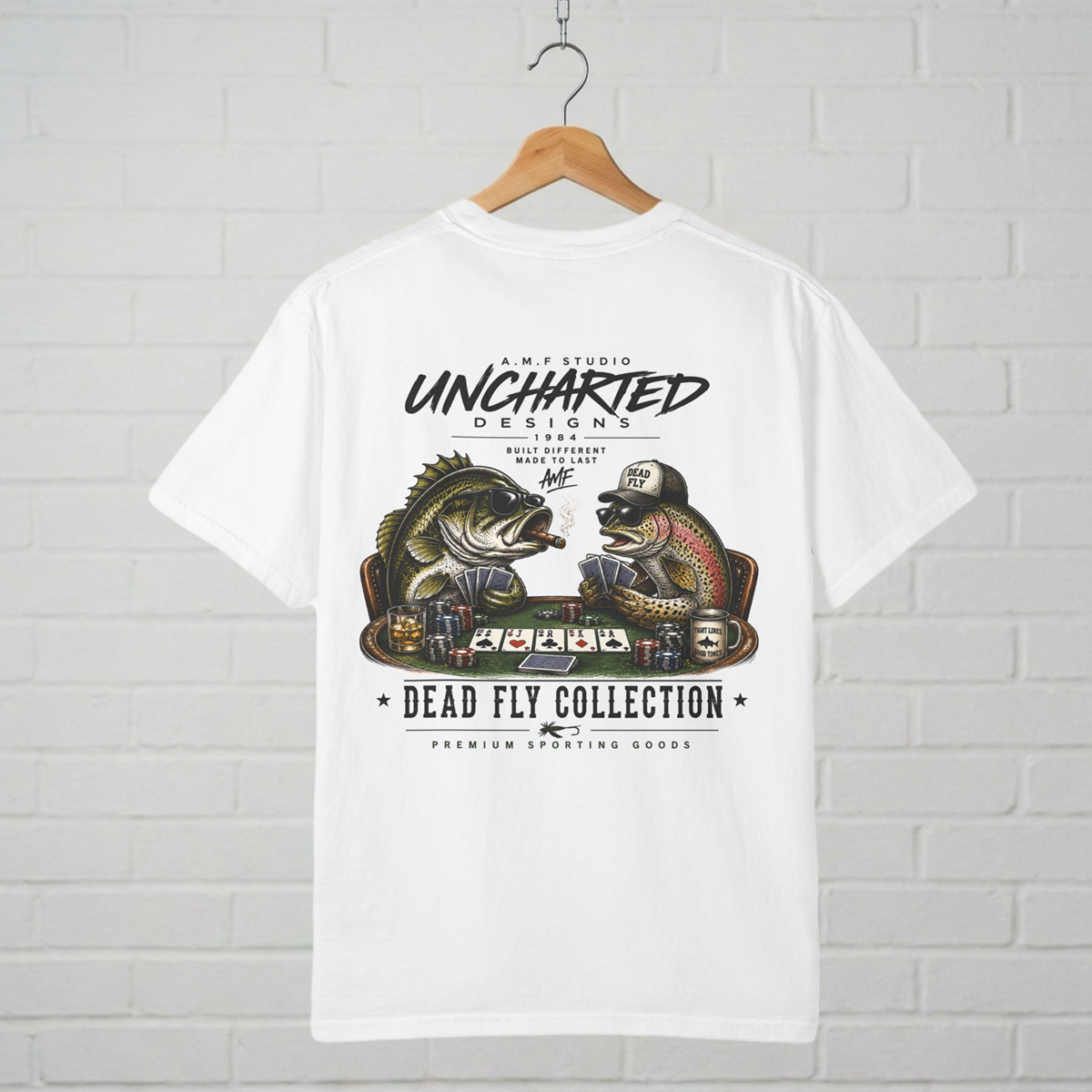 Dead Fly Collection Poker Fish T-Shirt  A.M.F Studio 1984 Uncharted