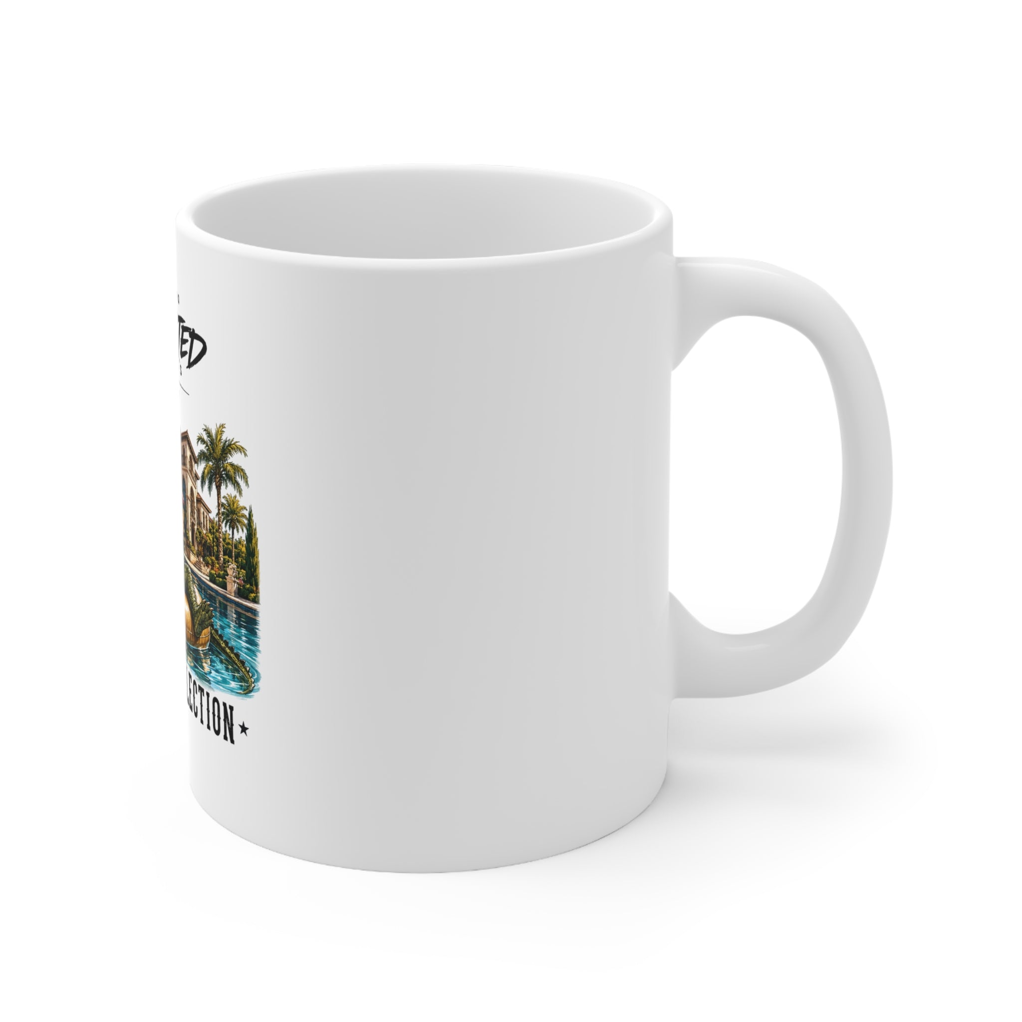 Crocodile Poolside Ceramic Coffee Mug  11oz & 15oz | A.M.F Studio 1984