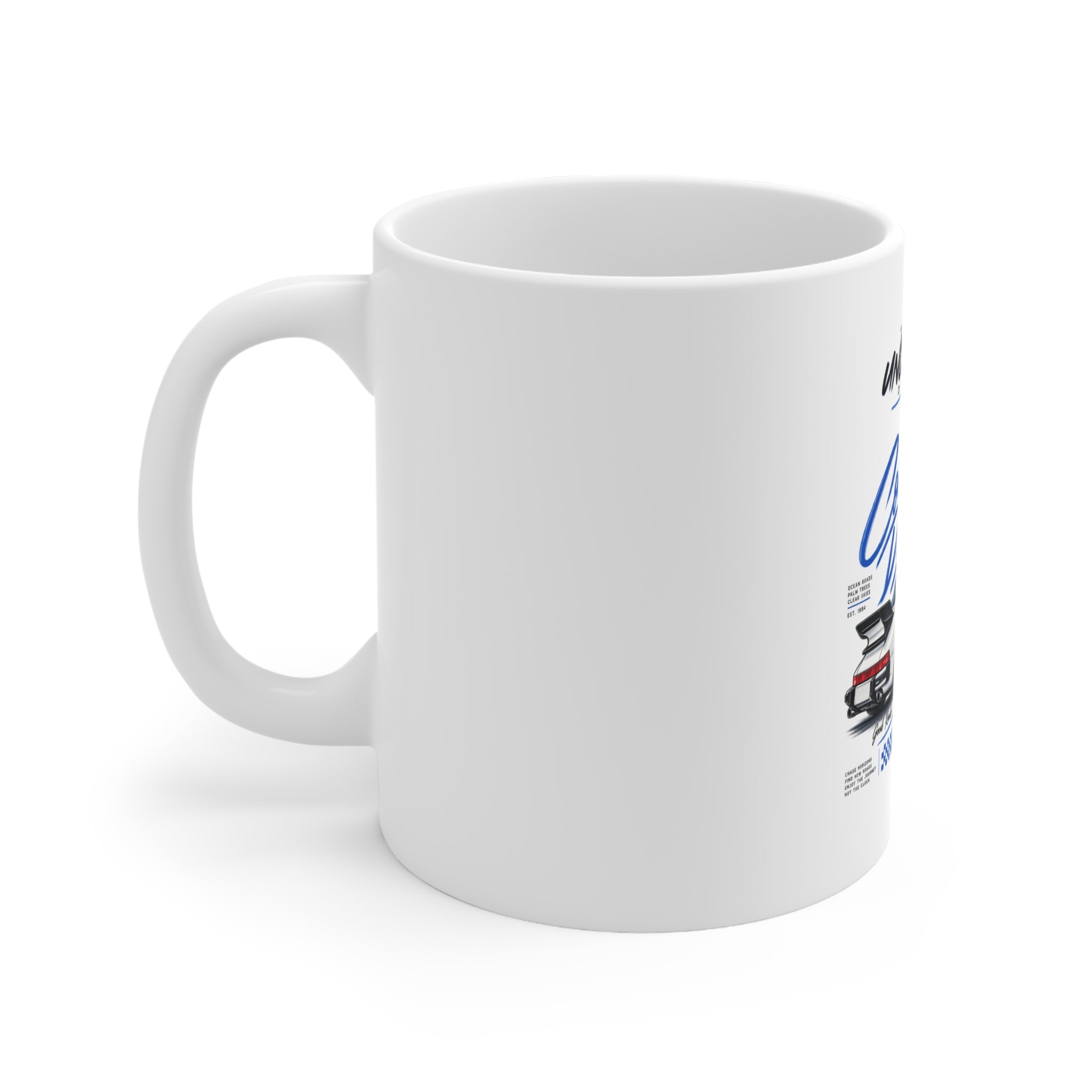 Coastal Drive Classic Sports Car Ceramic Coffee Mug – 11oz & 15oz | A.M.F Studio 1984