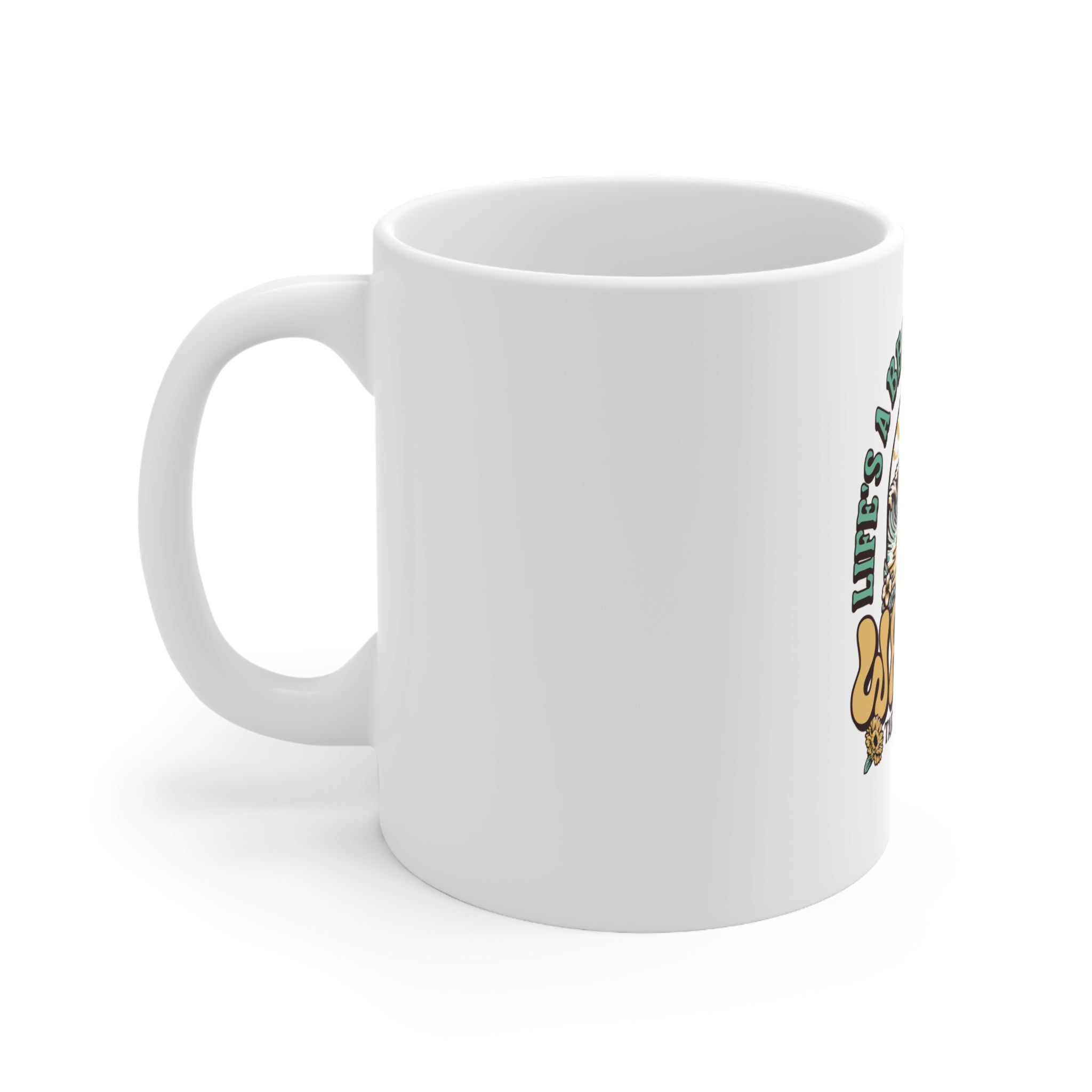 Life’s a Beach Make Some Waves Ceramic Coffee Mug – 11oz & 15oz | A.M.F Studio 1984