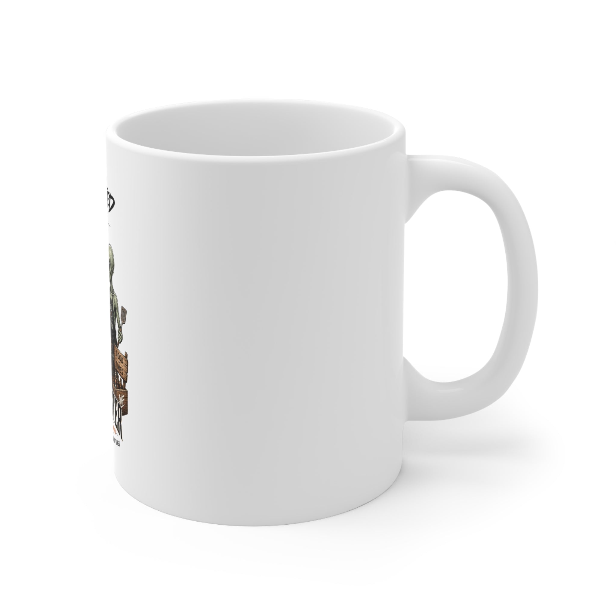 Bigfoot & Alien Grill Master Ceramic Coffee Mug  11oz & 15oz | A.M.F Studio 1984