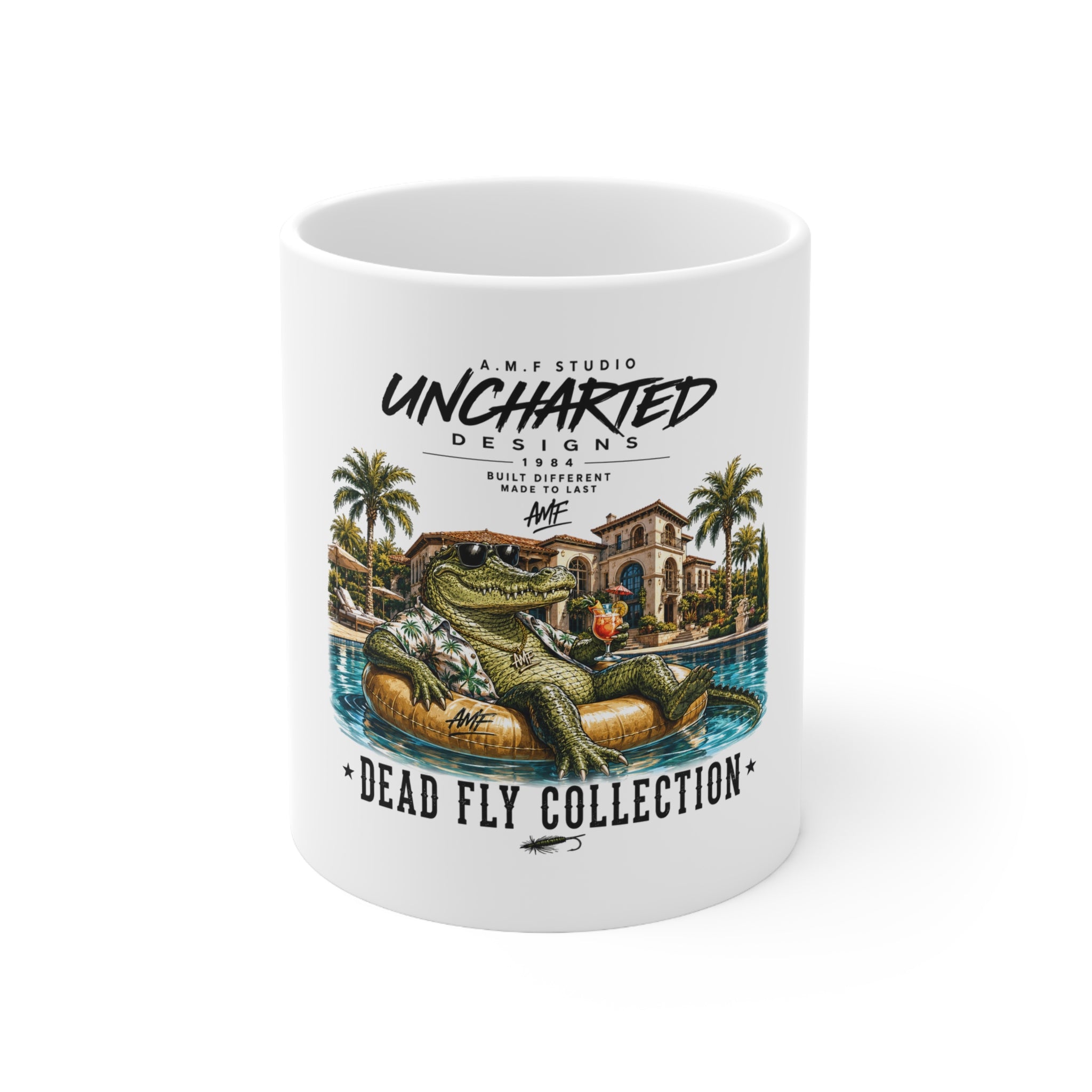 Crocodile Poolside Ceramic Coffee Mug  11oz & 15oz | A.M.F Studio 1984