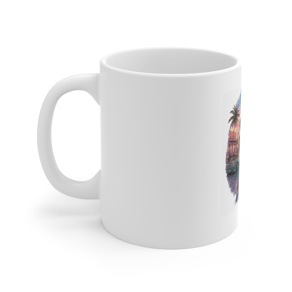 Sunset City Retro Gaming Ceramic Coffee Mug – 11oz & 15oz | A.M.F Studio 1984
