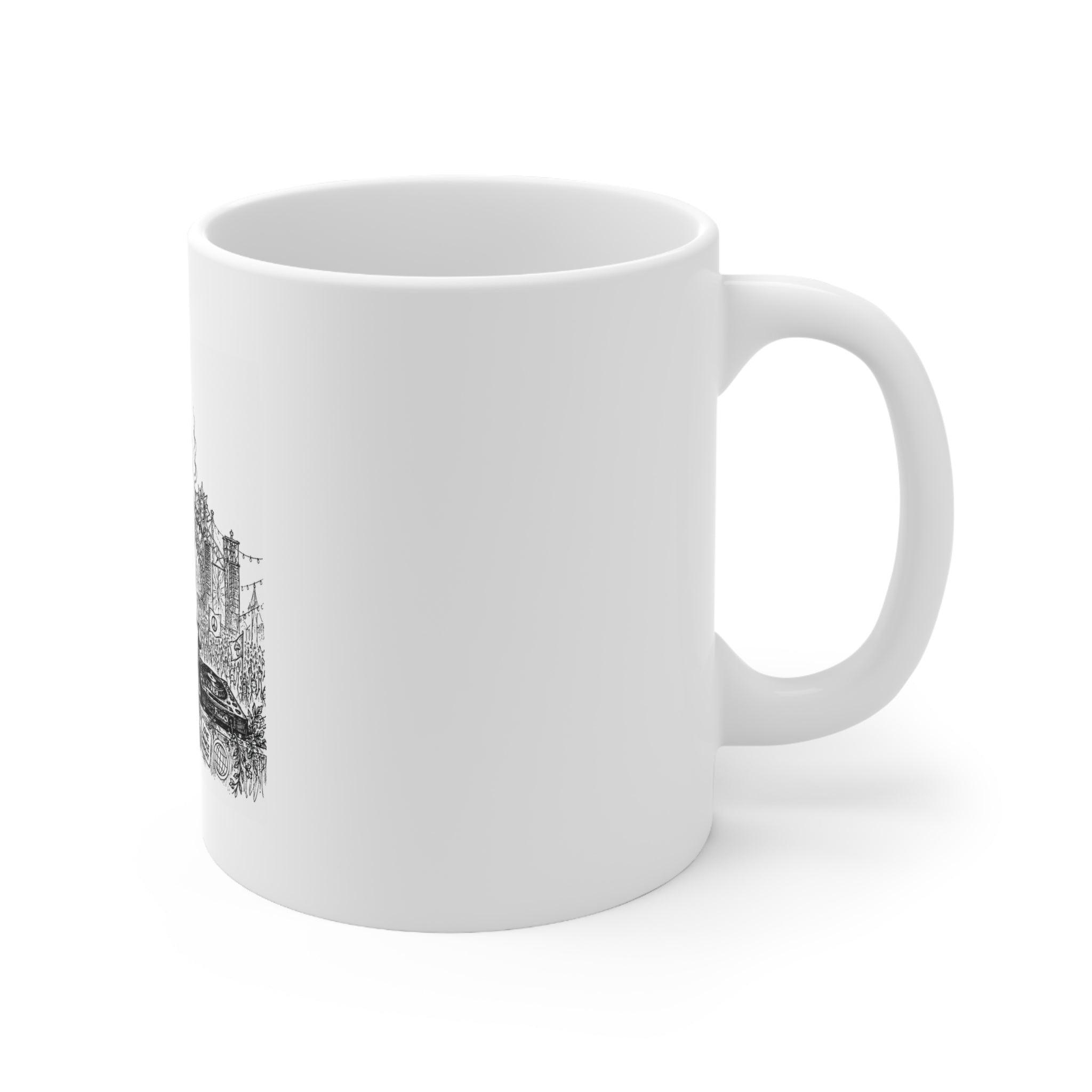 Alien DJ Festival Ceramic Coffee Mug – Rave & Electronic Music Gift – 11oz & 15oz | A.M.F Studio 1984