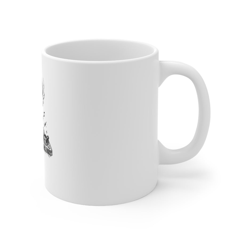 Alien DJ Ceramic Coffee Mug – Electronic Music & Rave Gift – 11oz & 15oz | A.M.F Studio 1984