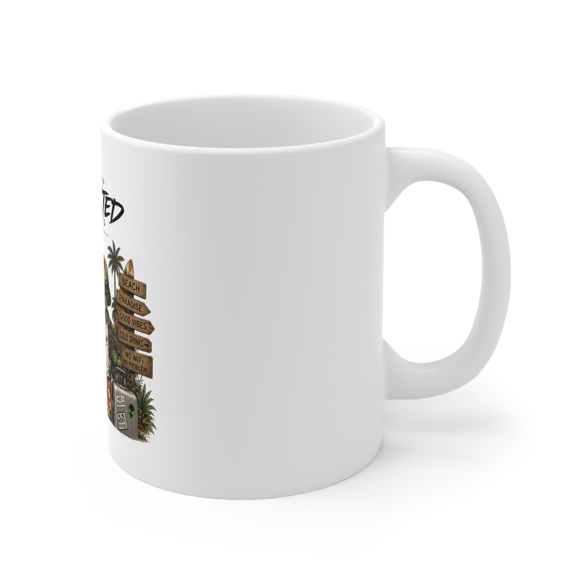 Bigfoot & Alien Vacation Ceramic Coffee Mug  11oz & 15oz | A.M.F Studio 1984