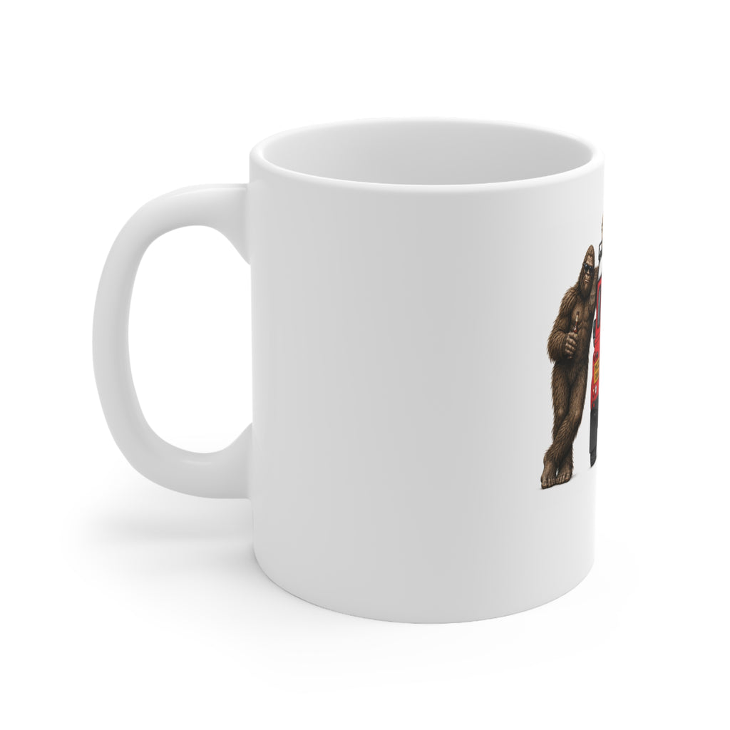 Bigfoot & Goose Red Classic 4x4 Ceramic Coffee Mug – 11oz & 15oz | A.M.F Studio 1984