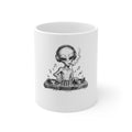 Alien DJ Ceramic Coffee Mug – Electronic Music & Rave Gift – 11oz & 15oz | A.M.F Studio 1984